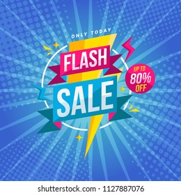 Flash Sale banner template design.Vector illustration.