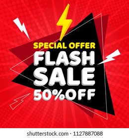 Flash Sale banner template design.Vector illustration.