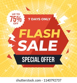 Flash Sale banner template design.Vector illustration.