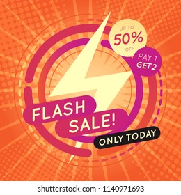 Flash Sale banner template design.Vector illustration.