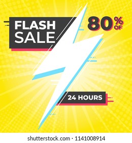 Flash Sale banner template design.Vector illustration.