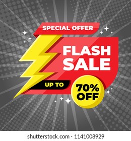 Flash Sale banner template design.Vector illustration.