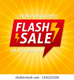 Flash Sale banner template design.Vector illustration.