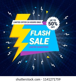 Flash Sale banner template design.Vector illustration.