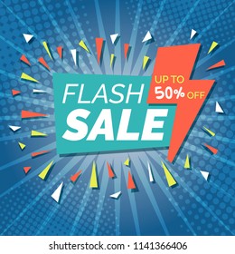 Flash Sale banner template design.Vector illustration.