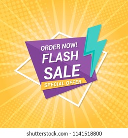 Flash Sale banner template design.Vector illustration.