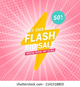 Flash Sale banner template design.Vector illustration.