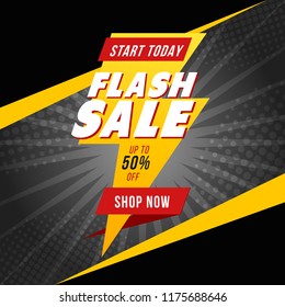 Flash Sale banner template design.Vector illustration.