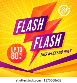 Flash Sale banner template design.Vector illustration.