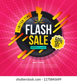 Modèle de bannière de vente Flash.Illustration vectorielle.