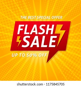 Flash Sale banner template design.Vector illustration.