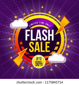 Flash Sale banner template design.Vector illustration.