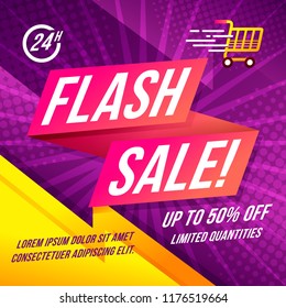 Flash Sale banner template design.Vector illustration.