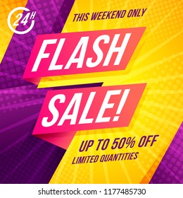 Flash Sale banner template design.Vector illustration.