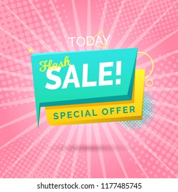 Flash Sale banner template design.Vector illustration.
