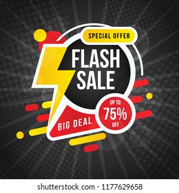 Flash Sale banner template design.Vector illustration.