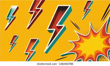 Flash Sale banner template design.Vector illustration. Retro comic design speech bubble. Flash explosion with cloud, lightning. Pop art vector elements easy editable for store shop banner and poster.