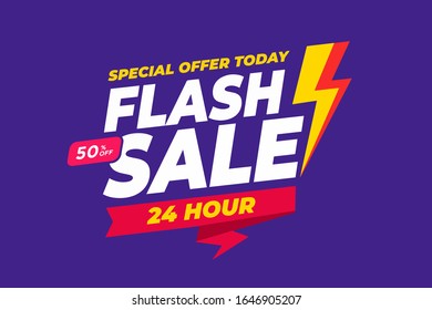 Flash Sale banner template design.Vector illustration.