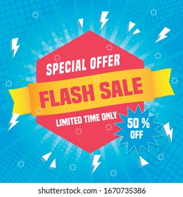 Flash Sale banner template design.Vector illustration.