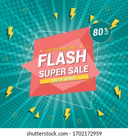 Flash Sale banner template design.Vector illustration.