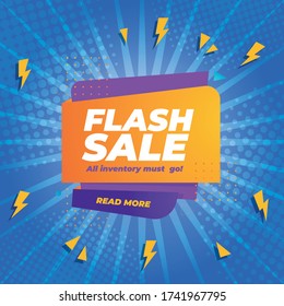 Diseño de plantillas de banner Flash Sale.Ilustración vectorial.