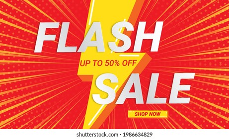 Flash Sale banner template design.Vector illustration.