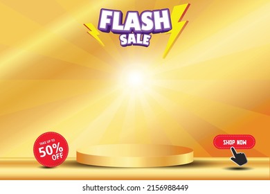 Flash sale banner template on red background.