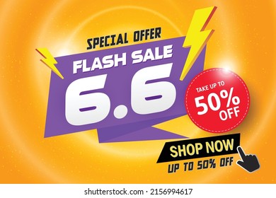 Flash sale banner template on red background.