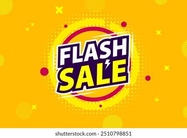 Promoção de modelo de banner de venda flash banner de venda para folheto de site e fundo amarelo poster