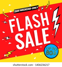 Flash sale banner template red.Vector flat design.