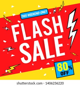 Flash sale banner template red.Vector flat design.