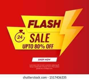 Flash sale banner template red.Vector illustration