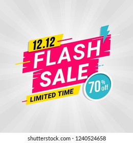 Flash sale banner template special offer with thunder