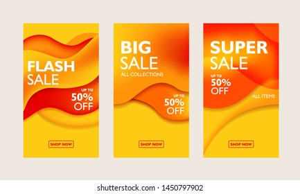 flash sale banner template. Special offer poster layout with orange abstract shape background. Vector illustration