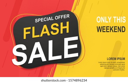 Flash Sale Banner Template, Special Offer For Big Sales.