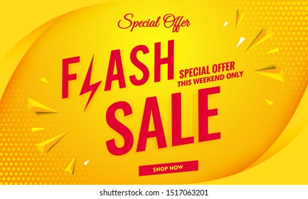 Flash sale banner template yellow