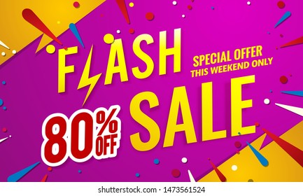 Flash sale banner template.Vector background