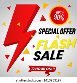 Flash sale banner template.vector poster special design.