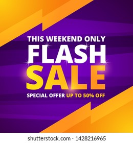 Flash sale banner templete design with contrast color combination for media promotions