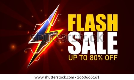 Flash sale banner with thunderbolt. Vector illustration