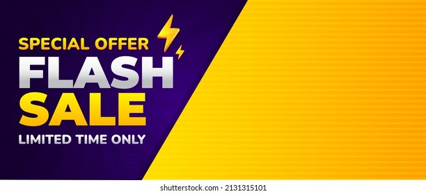 Flash sale banner vector background, special offer template design for media promotion and social media business post