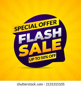 Flash sale banner vector background, special offer template design for media promotion and social media business post