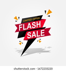 Diseño vectorial de banner Flash Sale. Ilustración de plantilla de oferta especial y limitada