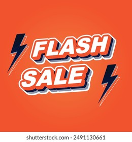 Flash Venta Anuncio Diseño de Vector Flash Ventas Texto con trueno Diseño de Plantilla de póster de compras para Sitio web, publicidad en redes sociales, oferta especial Precio de descuento de campaña de venta flash, oferta de tiempo límite