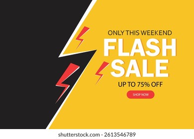 Flash sale banner vector design template for promotional and discount events and social media post