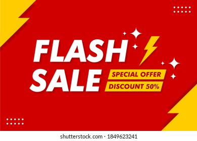 Flash Sale Banner - Vector Flat Design Illustration : Suitable for Business Theme, Shopping Theme, Promotion Theme, Advertising Theme, Infographics and Other Graphic Related Assets.