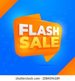 Flash sale banner vector template with fresh orange and blue color gradient for media promotion and social media post
