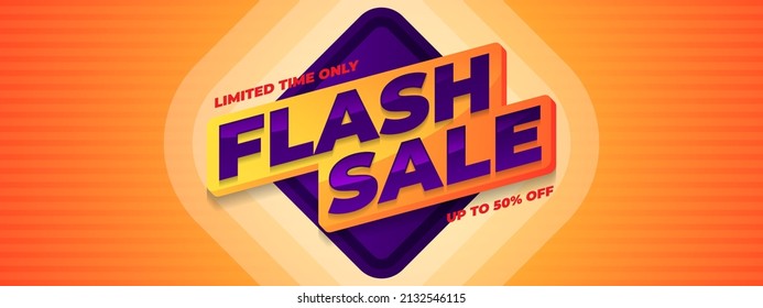 Flash sale banner vector, template design for media promotion and social media business post 