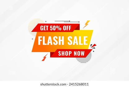 Plantilla vectorial de banner de venta flash. Elemento gráfico vectorial de etiqueta de descuento. Etiqueta de precio Diseño promocional. Colección de fondo del festival de descuento del producto. Banner de promoción de súper oferta.