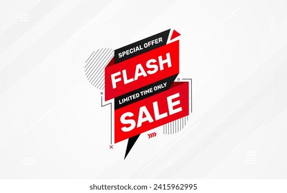 Plantilla vectorial de banner de venta flash. Elemento gráfico vectorial de etiqueta de descuento. Etiqueta de precio Diseño promocional. Colección de fondo del festival de descuento del producto. Banner de promoción de súper oferta.